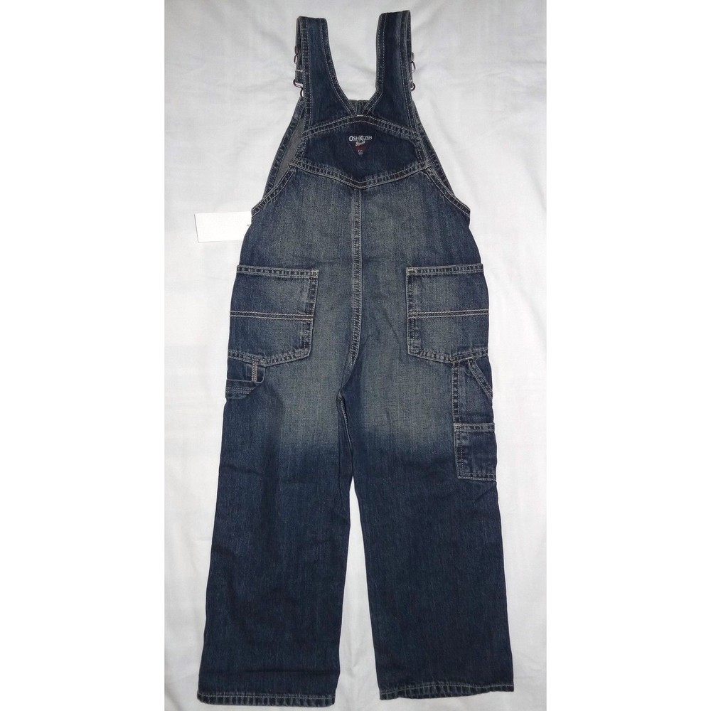 Boys OshKosh One-Piece Brooklyn overall conductor Bib Blue Jeans 18M - Picture 2 of 9